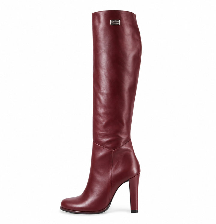 Bota hasta la rodilla con tacón ancho (modelo 302) cuero oxblood