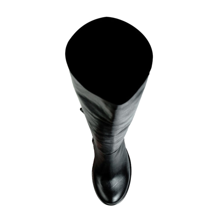 Bottes hauteur genou à talons larges (modèle 302) cuir noir