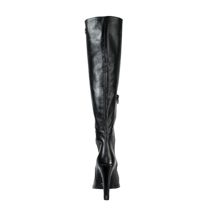 Bottes hauteur genou à talons larges (modèle 302) cuir noir