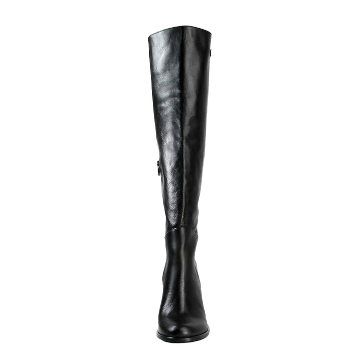 Bottes hauteur genou à talons larges (modèle 302) cuir noir