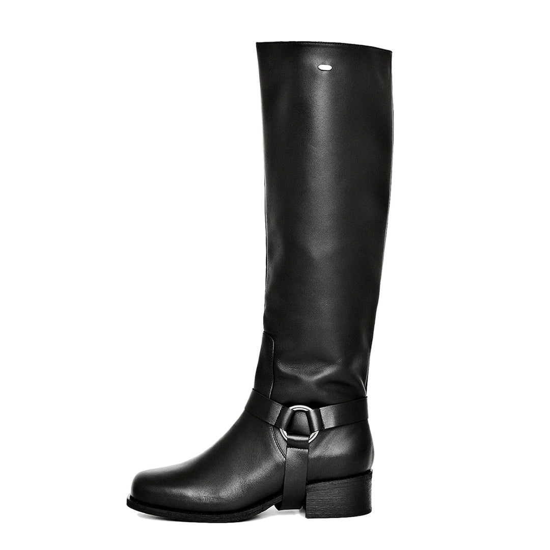Bottines motardes hauteur genou homme (modèle 305) cuir camel