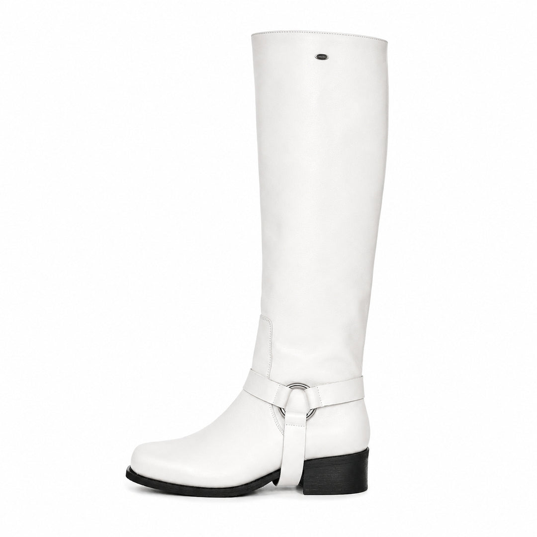 Biker Boots knee high men (model 305) leather white