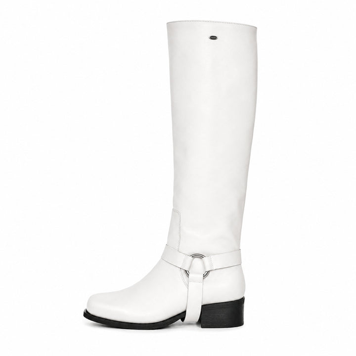 Biker Boots knee high men (model 305) leather white