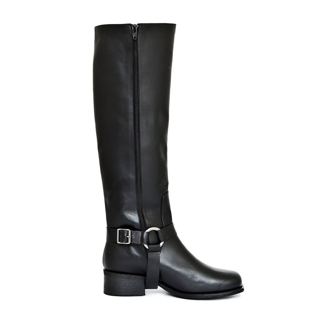 Biker boots knee high men (model 305) leather black