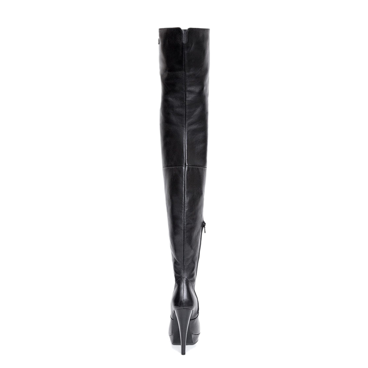 High heel thigh high boots with platform model 312 leather ivory