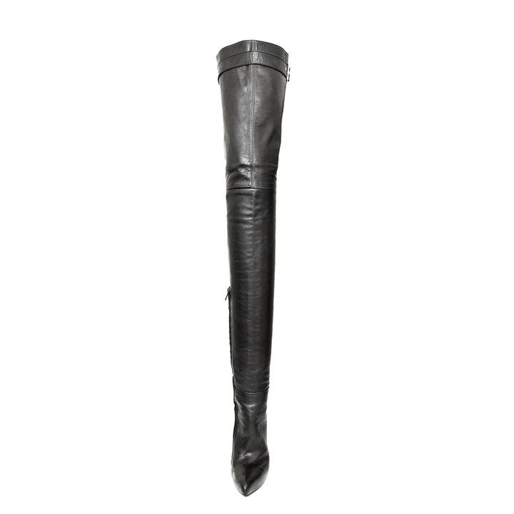 Super long boots with buckle (model 316) leather black