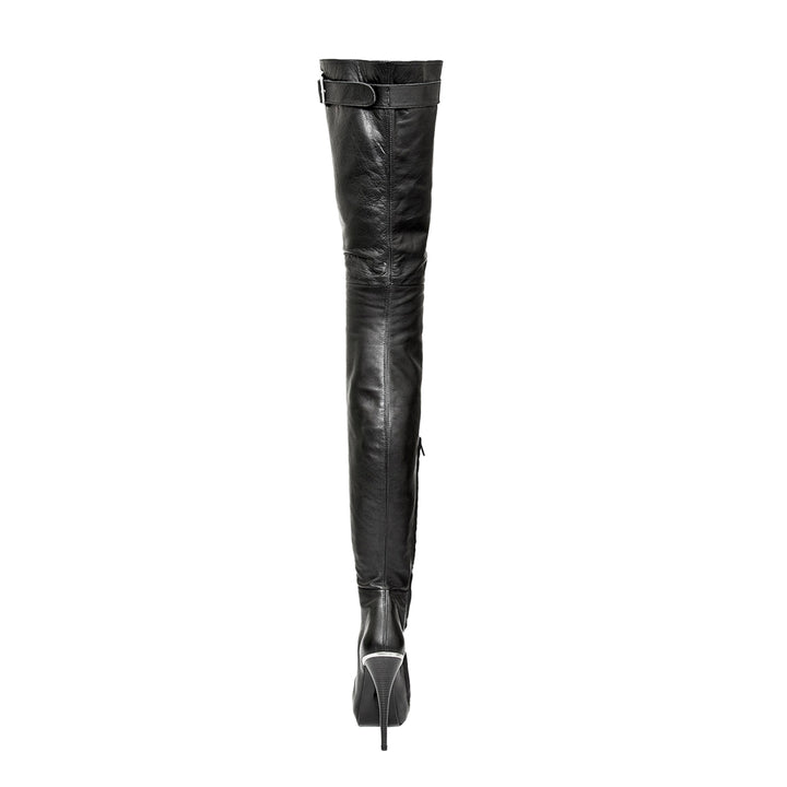 Super long boots with buckle (model 316) leather black