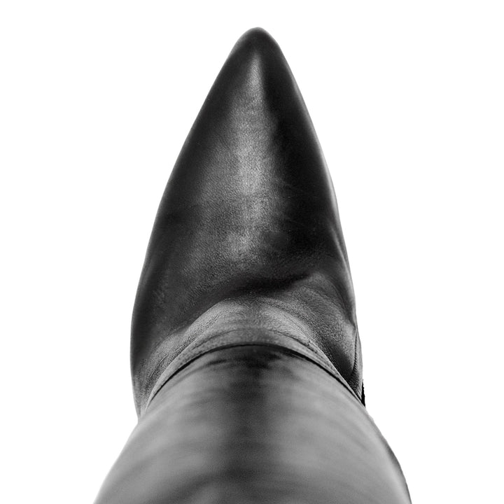 Super long boots with buckle (model 316) leather black