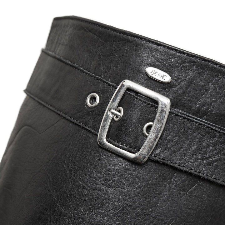 Super long boots with buckle (model 316) leather black