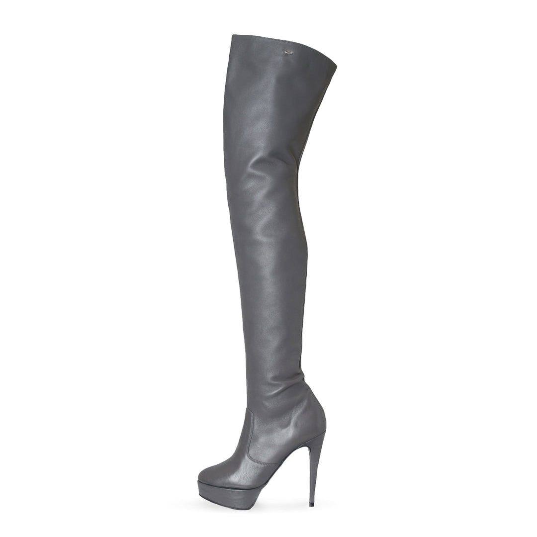 Cuissardes à détails contrastés (modèle 317) cuir gris