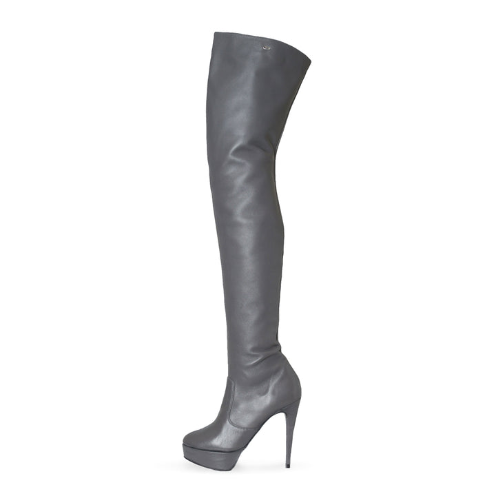 Cuissardes à détails contrastés (modèle 317) cuir gris