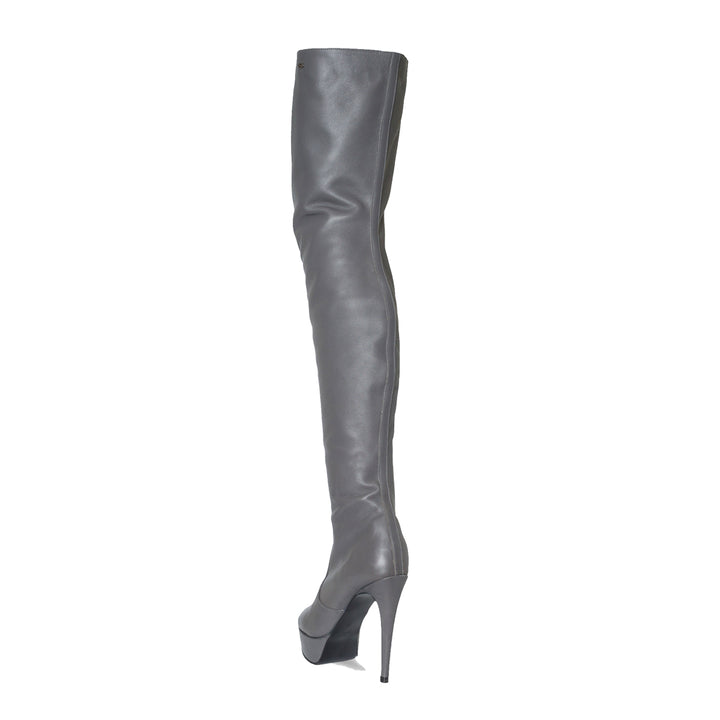 Cuissardes à détails contrastés (modèle 317) cuir gris