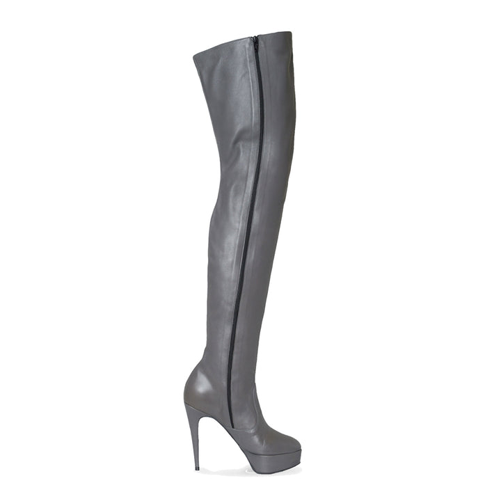 Cuissardes à détails contrastés (modèle 317) cuir gris
