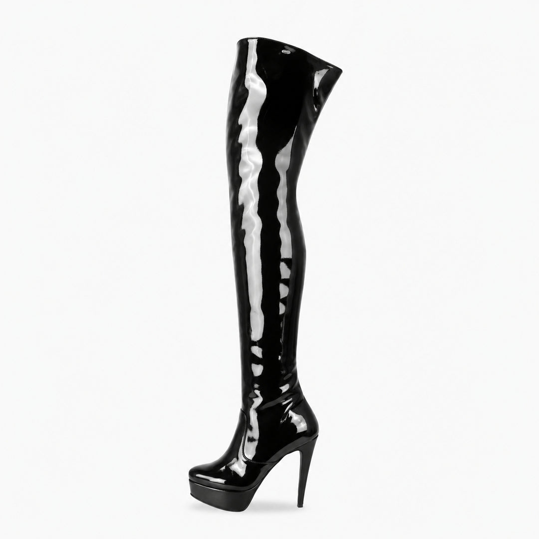 Botas mosqueteras con detalles en contraste (modelo 317) vinilo negra