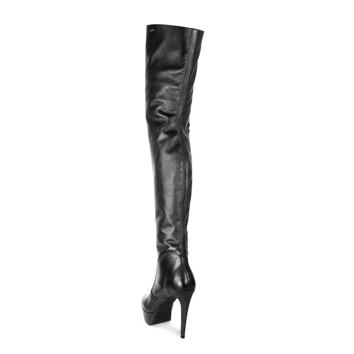 Cuissardes à détails contrastés (modèle 317) cuir noir