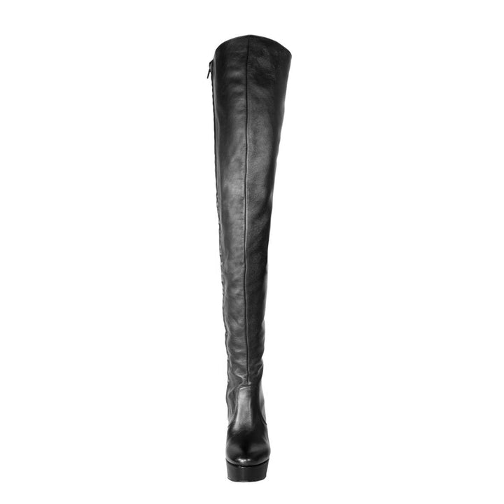 Cuissardes à détails contrastés (modèle 317) cuir noir