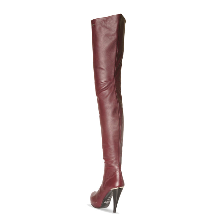 Super long boots with platform (model 318) leather bordeaux