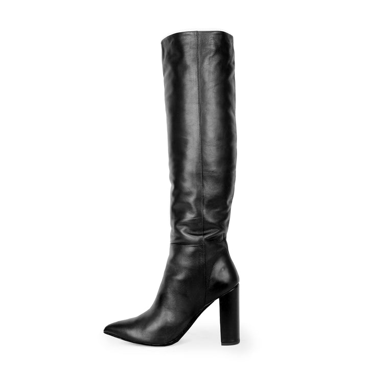 Bottes à tige large et talon bloc (modèle 340) cuir noir