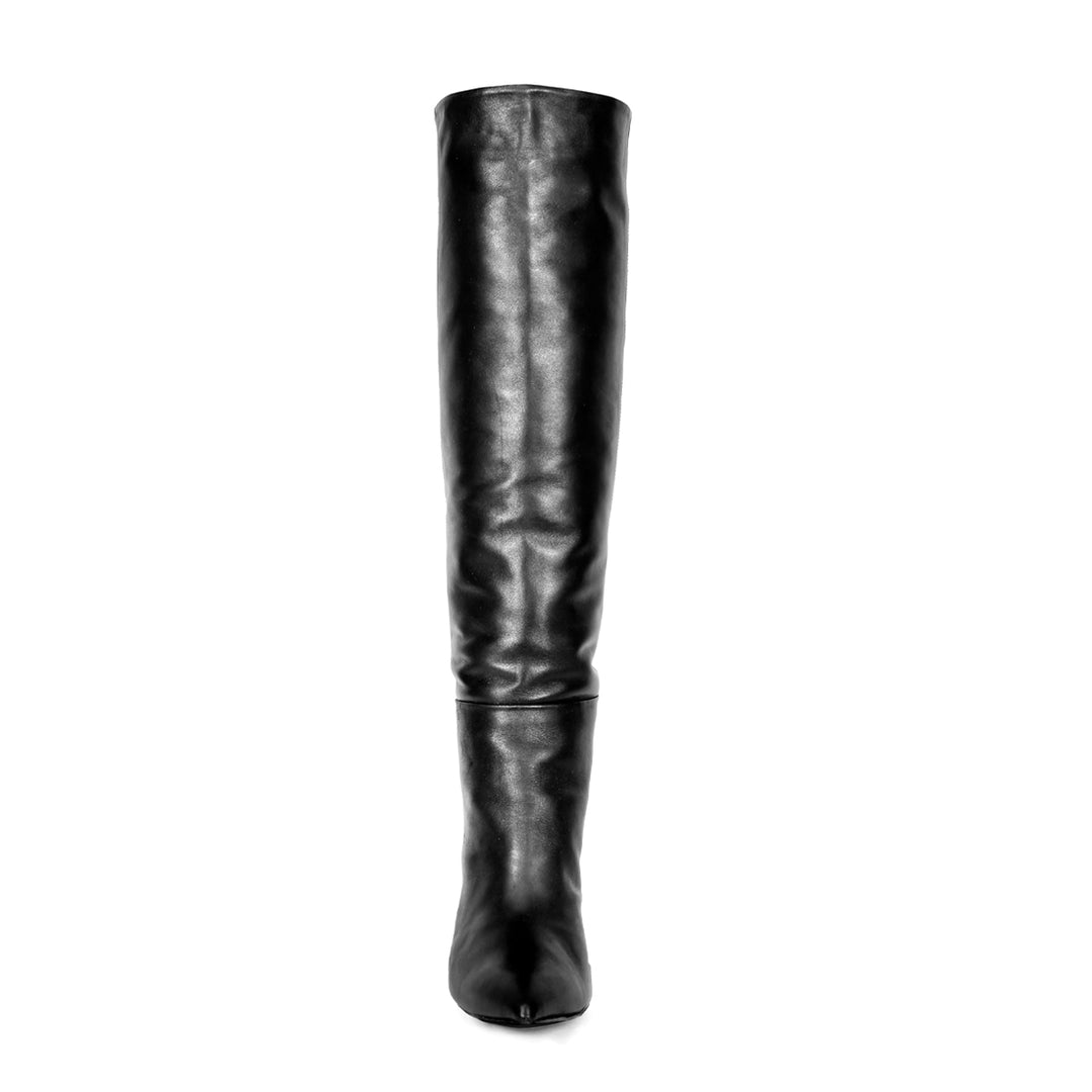 Bottes à tige large et talon bloc (modèle 340) cuir embossé noir