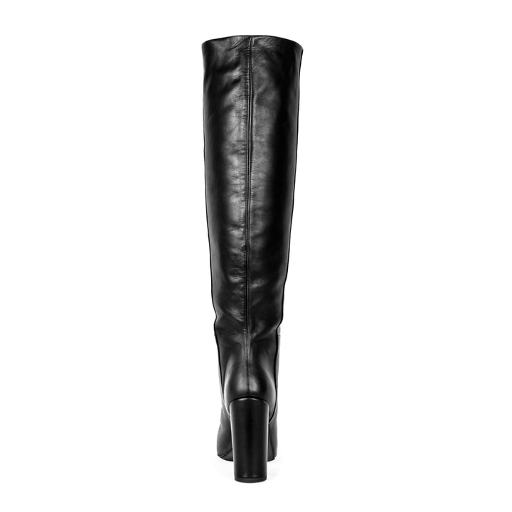 Bottes à tige large et talon bloc (modèle 340) cuir embossé noir