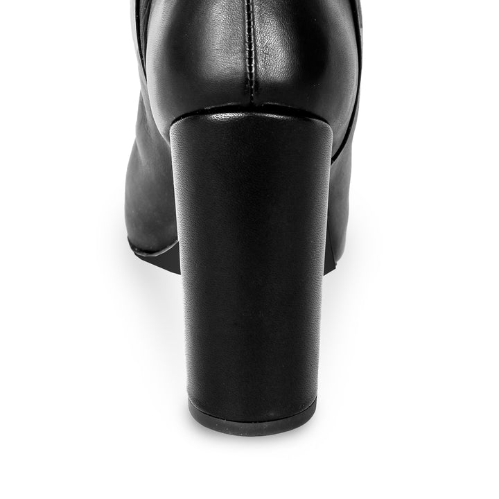 Bottes à tige large et talon bloc (modèle 340) cuir embossé noir