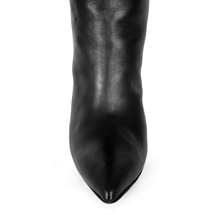 Bottes à tige large et talon bloc (modèle 340) cuir embossé noir
