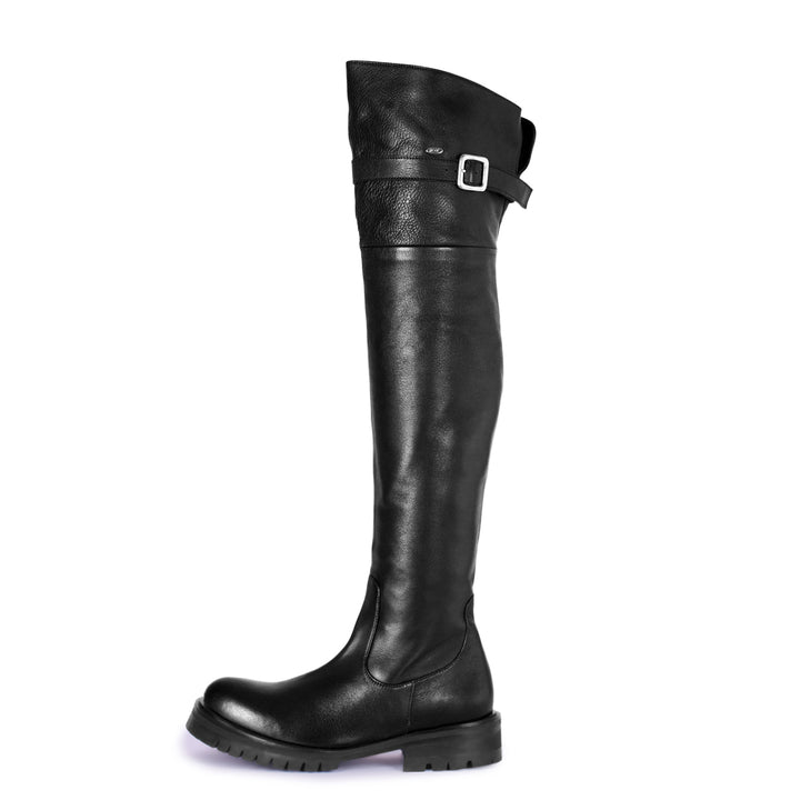 Cuissardes à semelle profilée et boucle (modèle 350) cuir noir