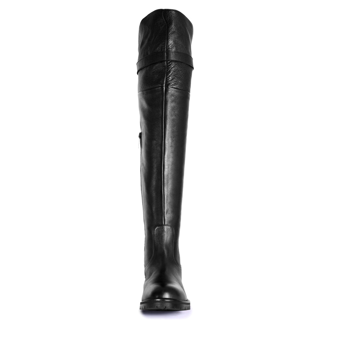 Cuissardes à semelle profilée et boucle (modèle 350) cuir noir