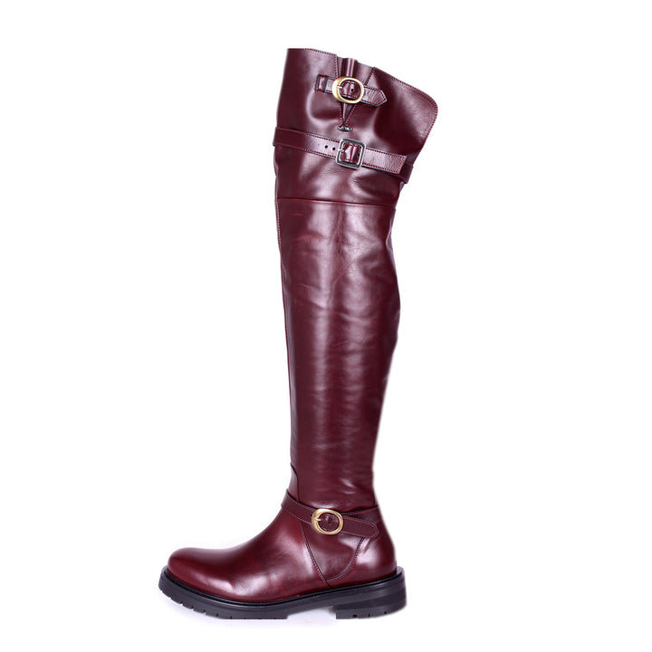 Botas mosqueteras con suela perfilada y hebilla (modelo 350) cuero oxblood