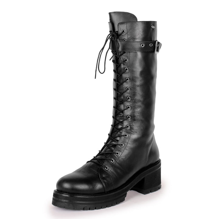 Bottines de style combat/gothique (modèle 370) vinyle rouge