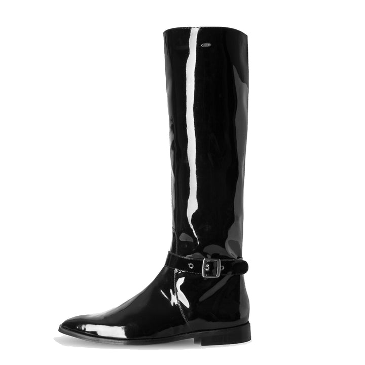 Herrenstiefel kniehoch mit Schnalle (Modell 400) Vinyl schwarz