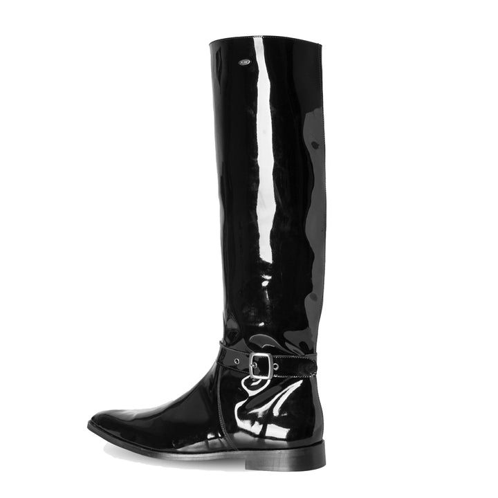 Herrenstiefel kniehoch mit Schnalle (Modell 400) Vinyl schwarz