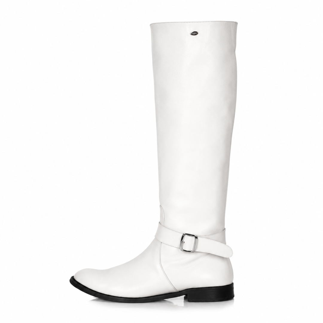 Botas altas de hombre con hebilla (modelo 400) cuero blanco