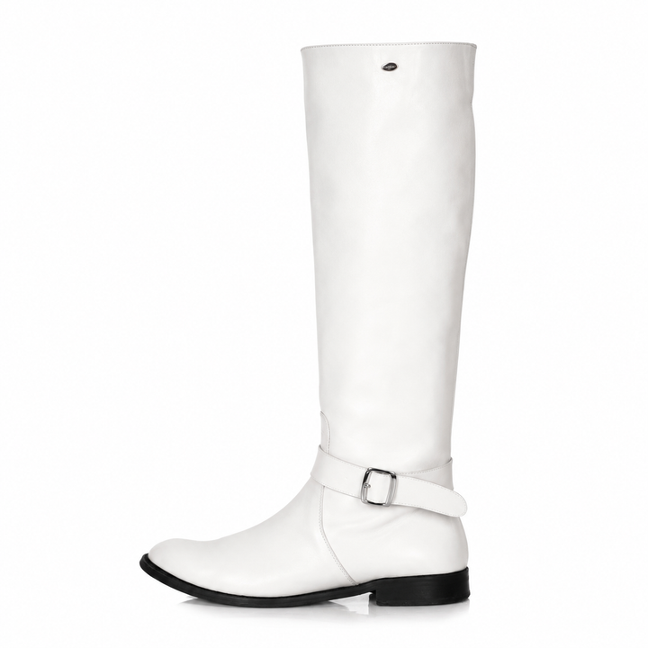 Botas altas de hombre con hebilla (modelo 400) cuero blanco