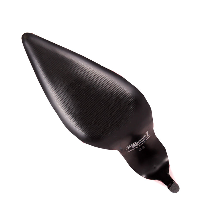 Knee-high boots with high heels and straps (model 404) patent leather oxblood