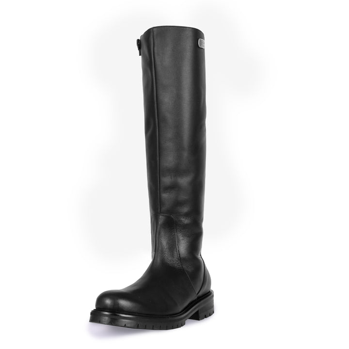 Knee-high leather boots with profile sole (model 409) leather black