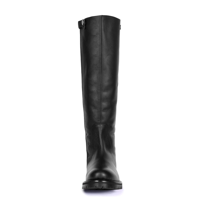 Knee-high leather boots with profile sole (model 409) leather black