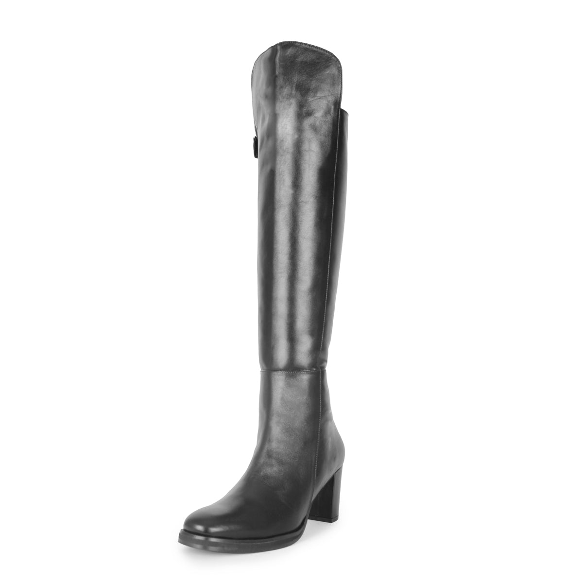 Over the knee boots mid heel model 417 leather camel