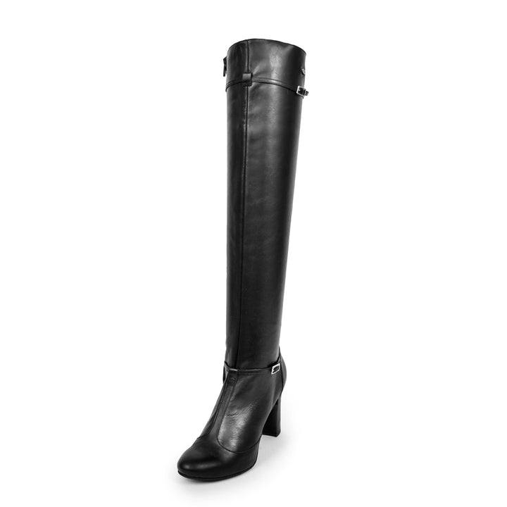 Cuissardes style Mary Jane (modèle 418) cuir bordeaux