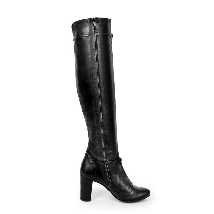 Cuissardes style Mary Jane (modèle 418) cuir bordeaux