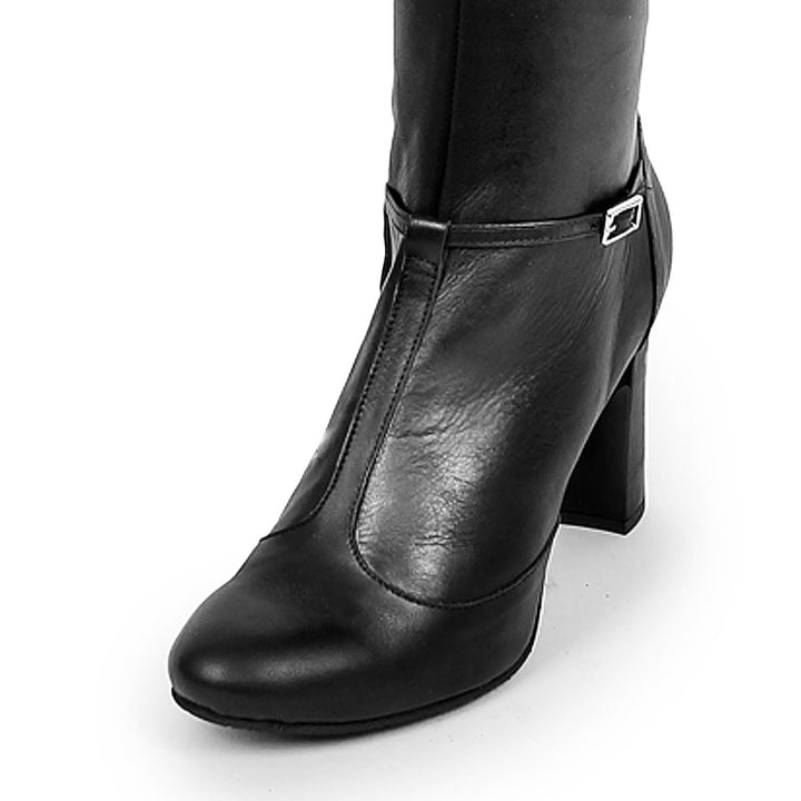 Cuissardes style Mary Jane (modèle 418) cuir bordeaux