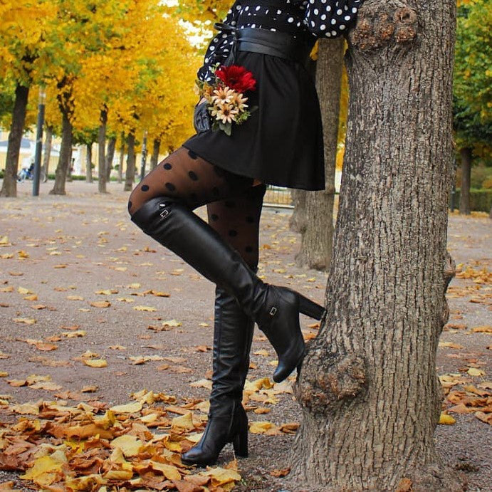 Cuissardes style Mary Jane (modèle 418) cuir bordeaux