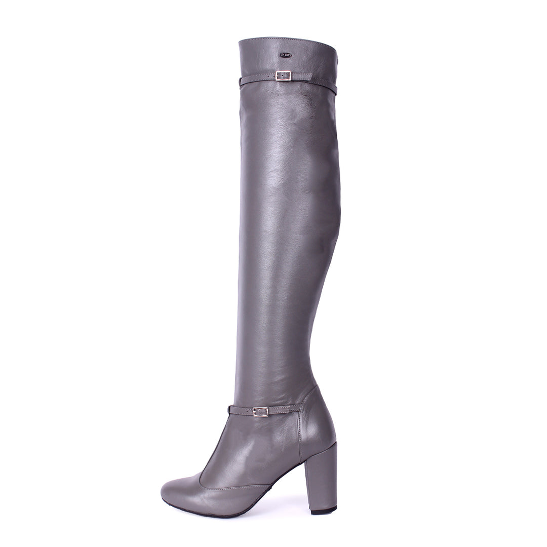 Cuissardes style Mary Jane (modèle 418) cuir gris