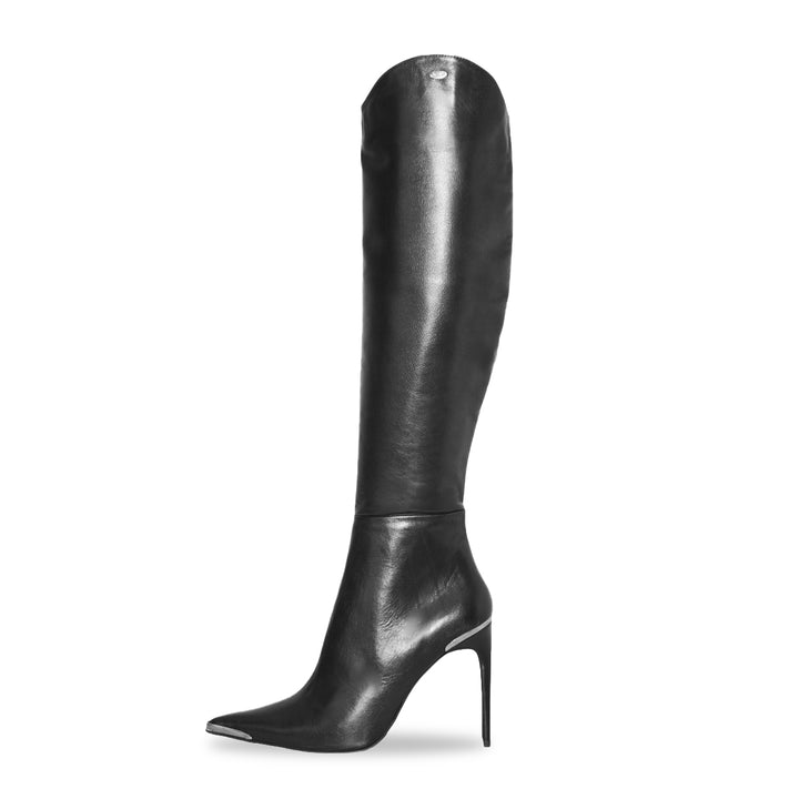 Bottes hauteur genou à bout métal (modèle 460) cuir noir