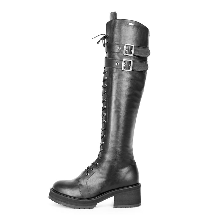 Bottes style combat/gothique (modèle 470) cuir noir