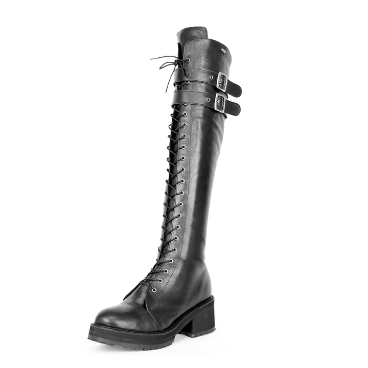 Bottes style combat/gothique (modèle 470) cuir noir