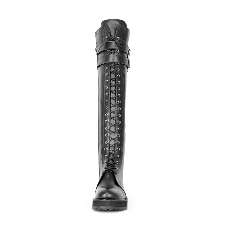 Bottes style combat/gothique (modèle 470) cuir noir