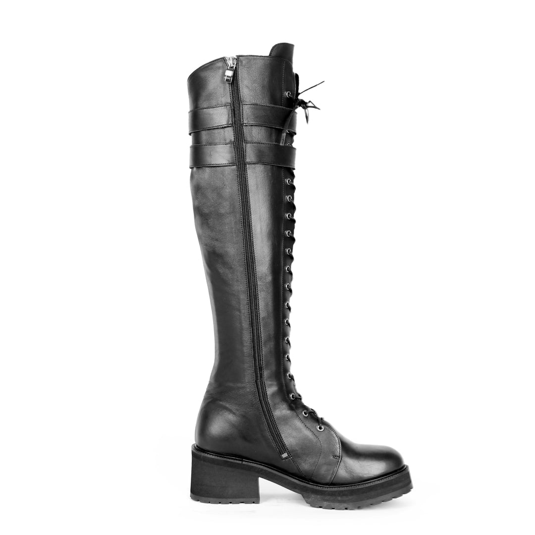 Bottes style combat/gothique (modèle 470) cuir noir