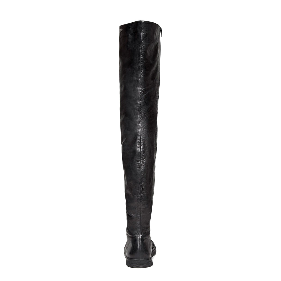 Sneaker thigh highs with lacing (model 500) leather black