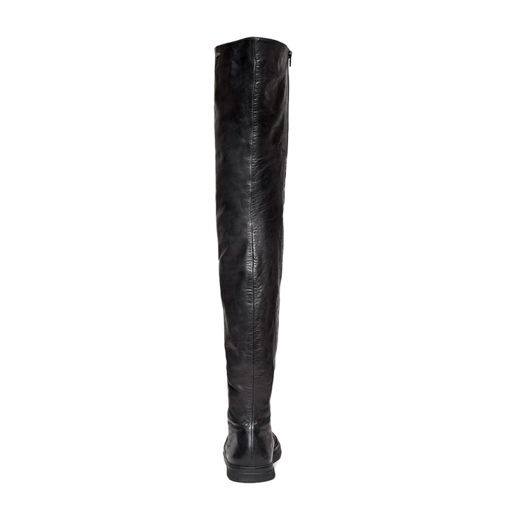 Sneaker thigh highs with lacing (model 500) leather black